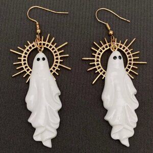 Golden Halo Ghost Dangle Earrings